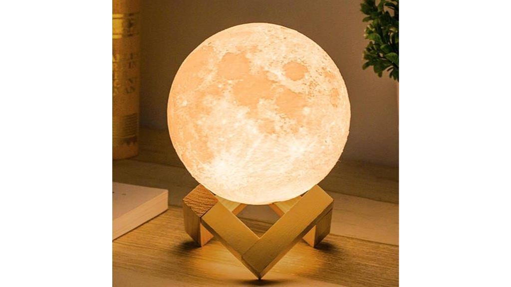 3d moon lamp with wood