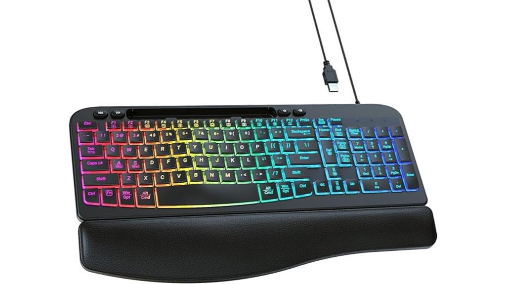 backlit keyboard with wrist support