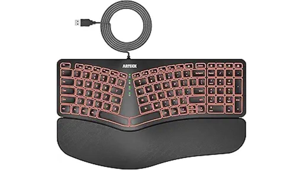 colorful ergonomic wired keyboard