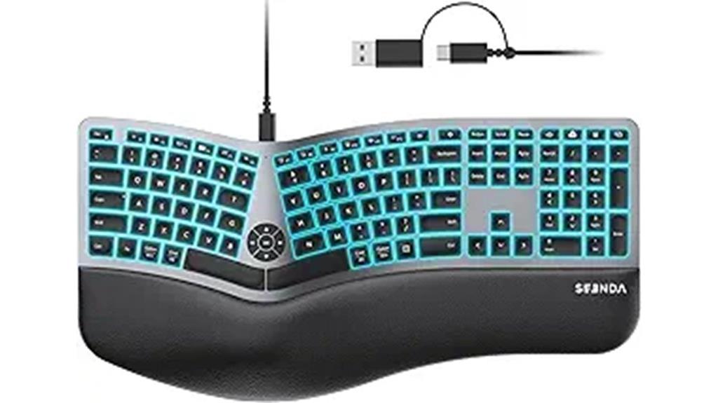 colorful wired ergonomic keyboard