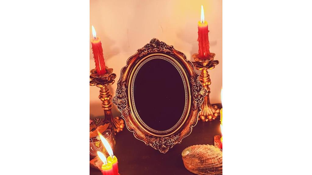 dark gold oval scrying mirror