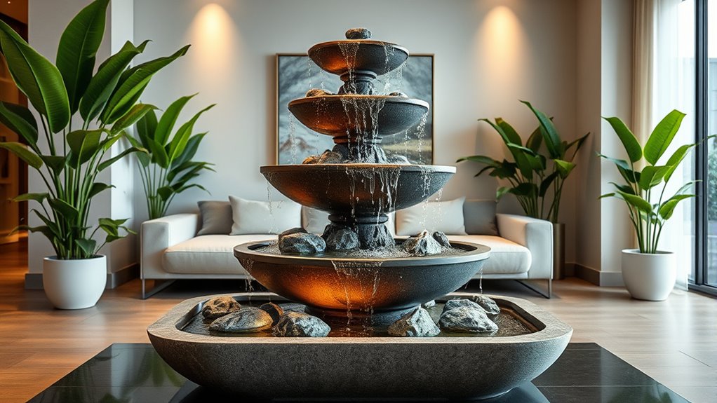 fountain size material features