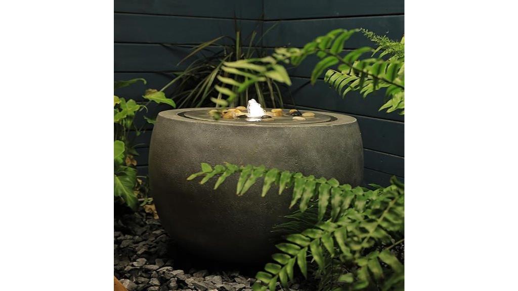 gray concrete fountain lights