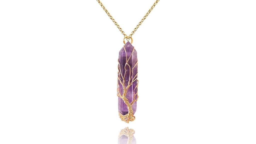 healing crystal tree necklace