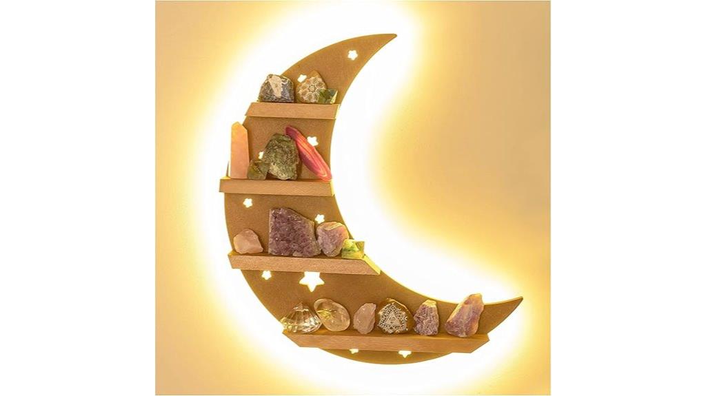 moon shaped wooden shelf