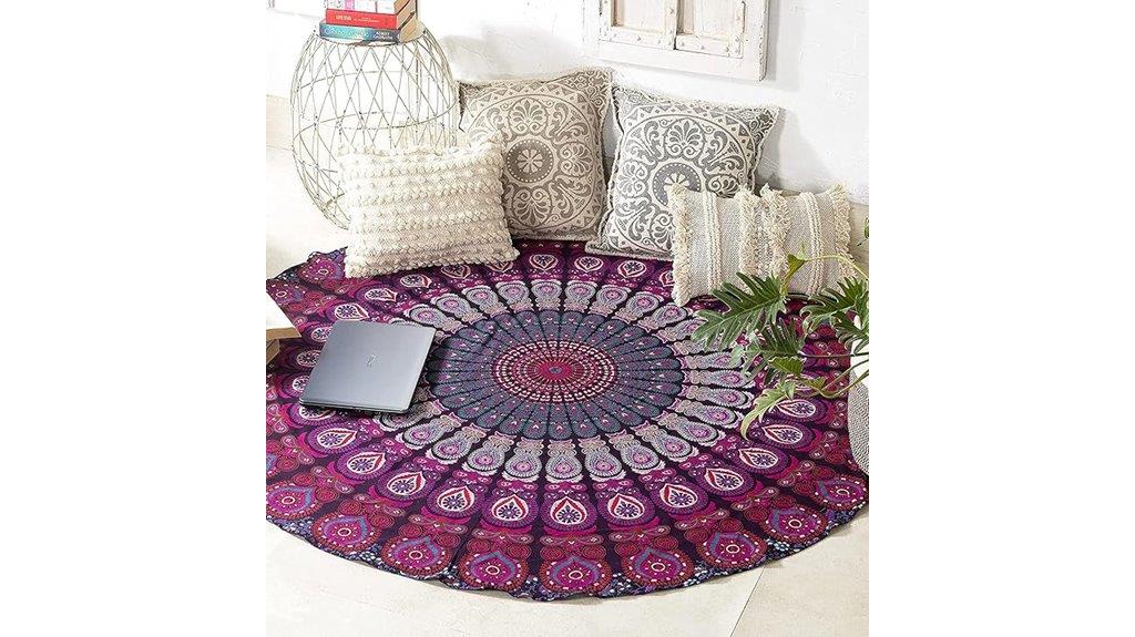 purple round beach tapestry