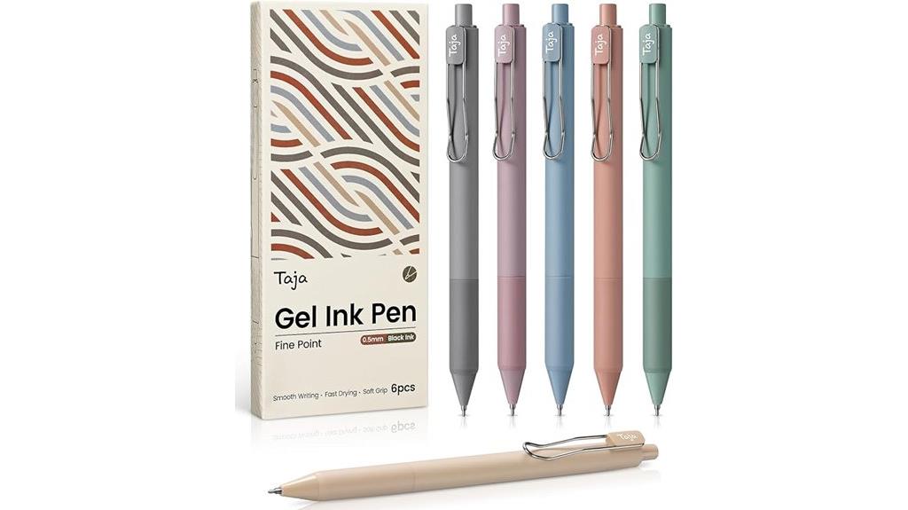 six pack black gel pens
