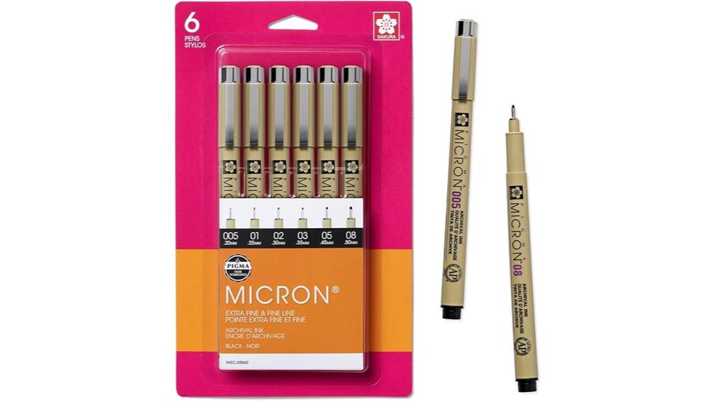 six pack micron fineliners