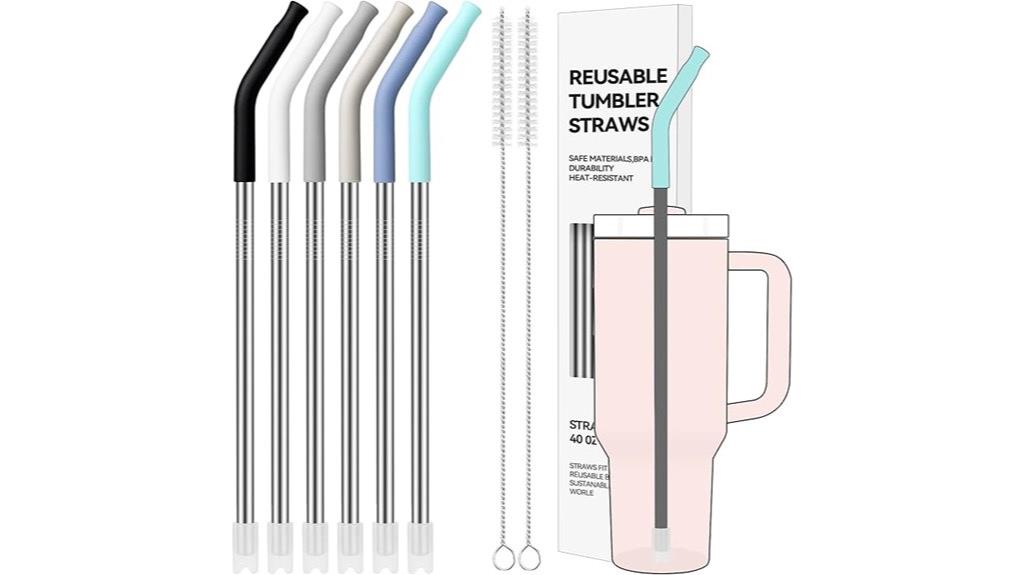 six pack stainless steel straws