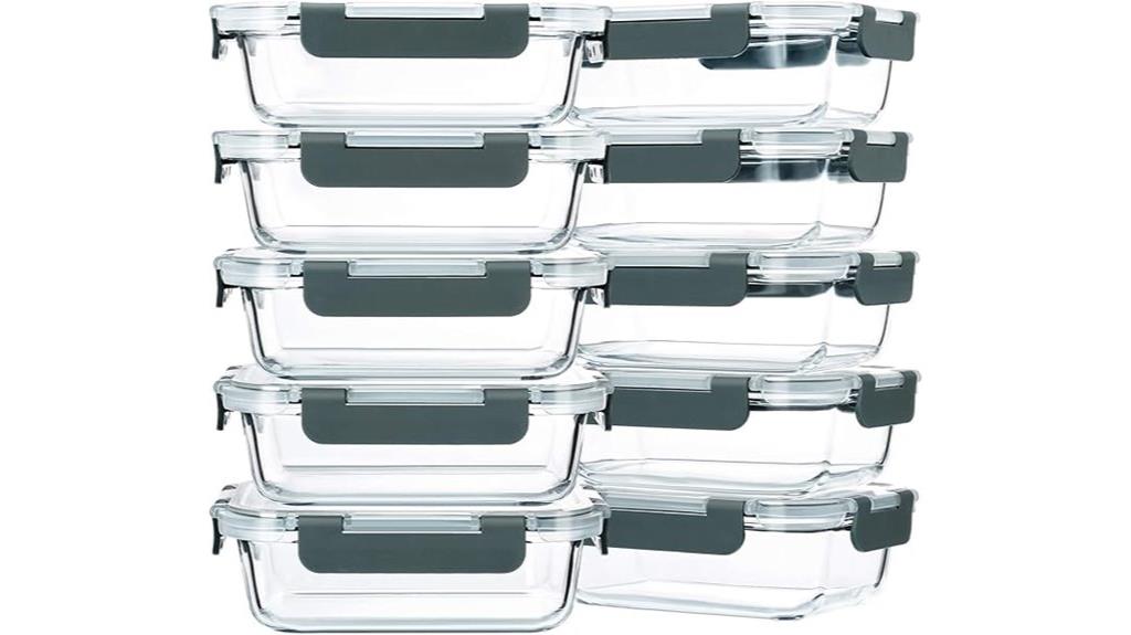 ten glass food storage