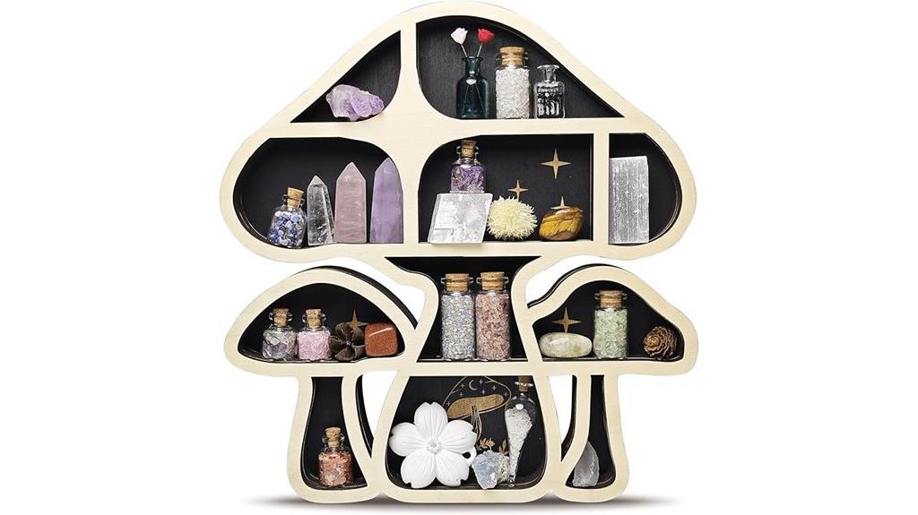 wooden mushroom wall shelves