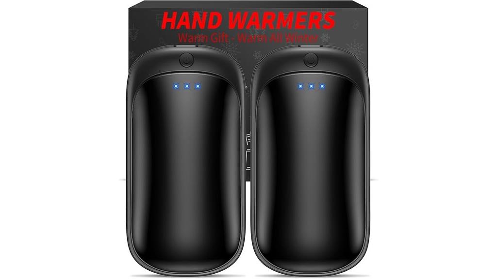 two rechargeable hand warmers